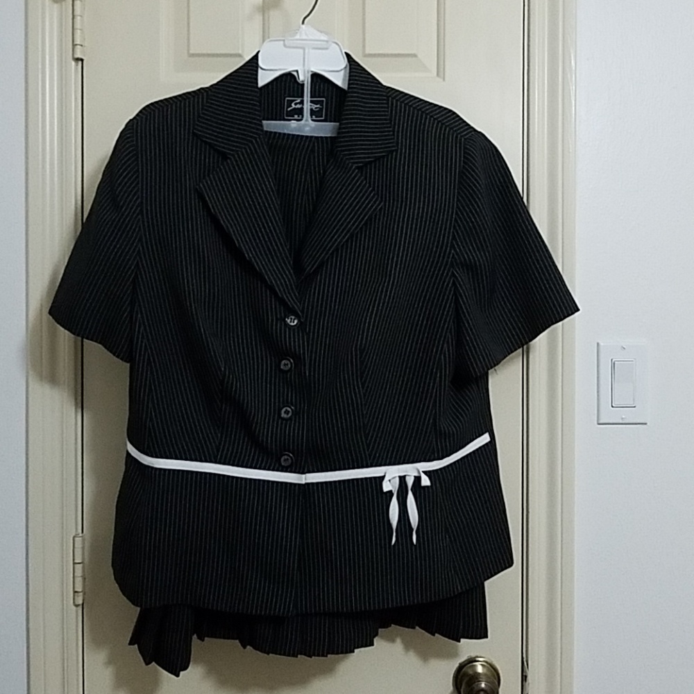 2 Piece Summer Pinstriped Black Suit